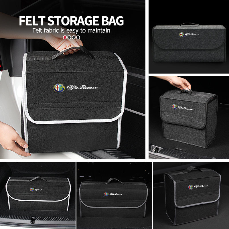 Interior Design Logo - Felt Car Logo Trunk Organizer Bag