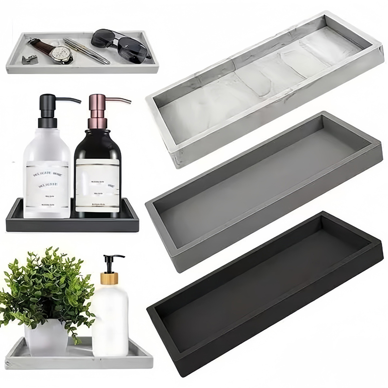 Travertine Tray Oval - Silicone Soap Dispenser Tray Bathroom Vanity