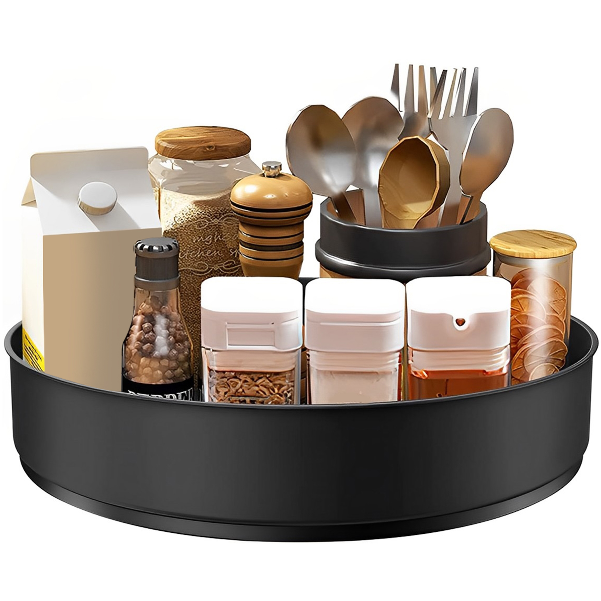 Travertine Tray Oval - Stainless Steel Layer Turntable Organizer Multifunction