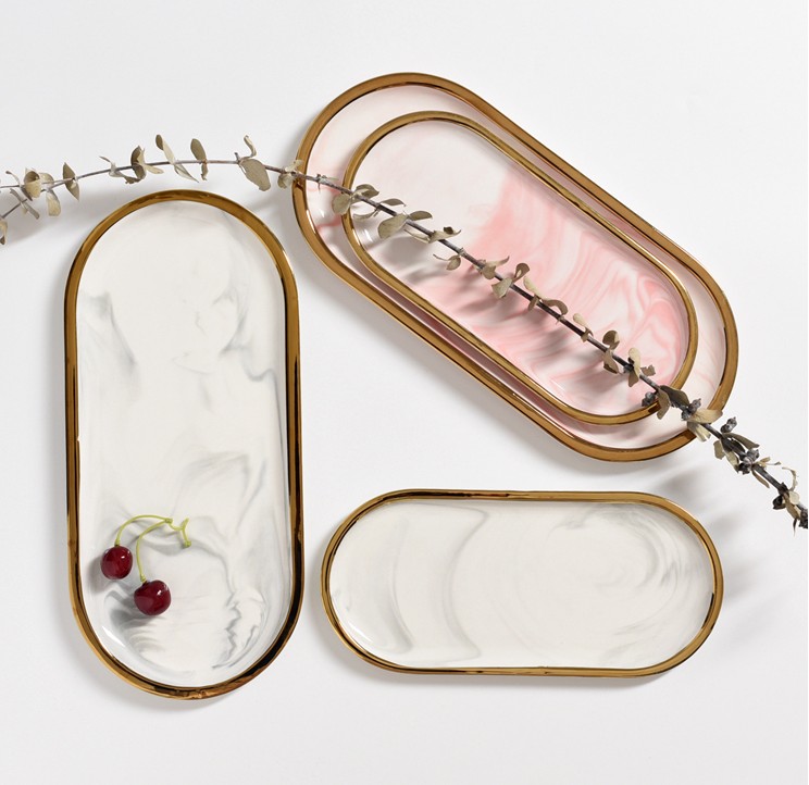 Nordic Marble Texture Tray Cer - Travertine Tray Oval avis et prix