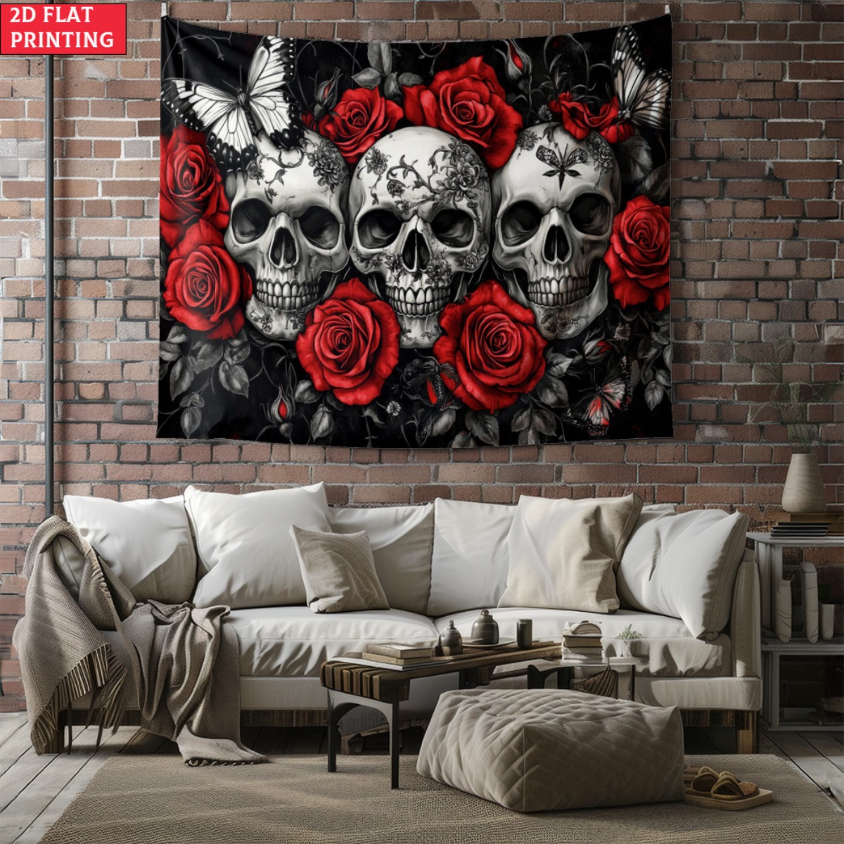 unframed Skull and Roses Gothi - Interior Design Home Decor avis et prix
