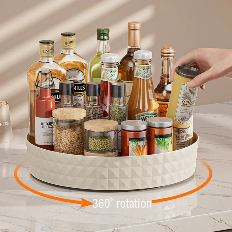 1Pc 360 Degree Rotating Spice  - Travertine Tray Oval avis et prix