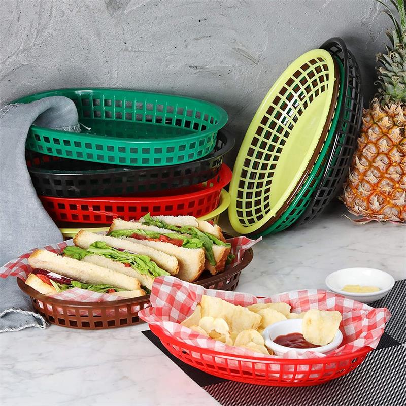 6-12Pcs Fast Food Baskets Plas - Travertine Tray Oval avis et prix