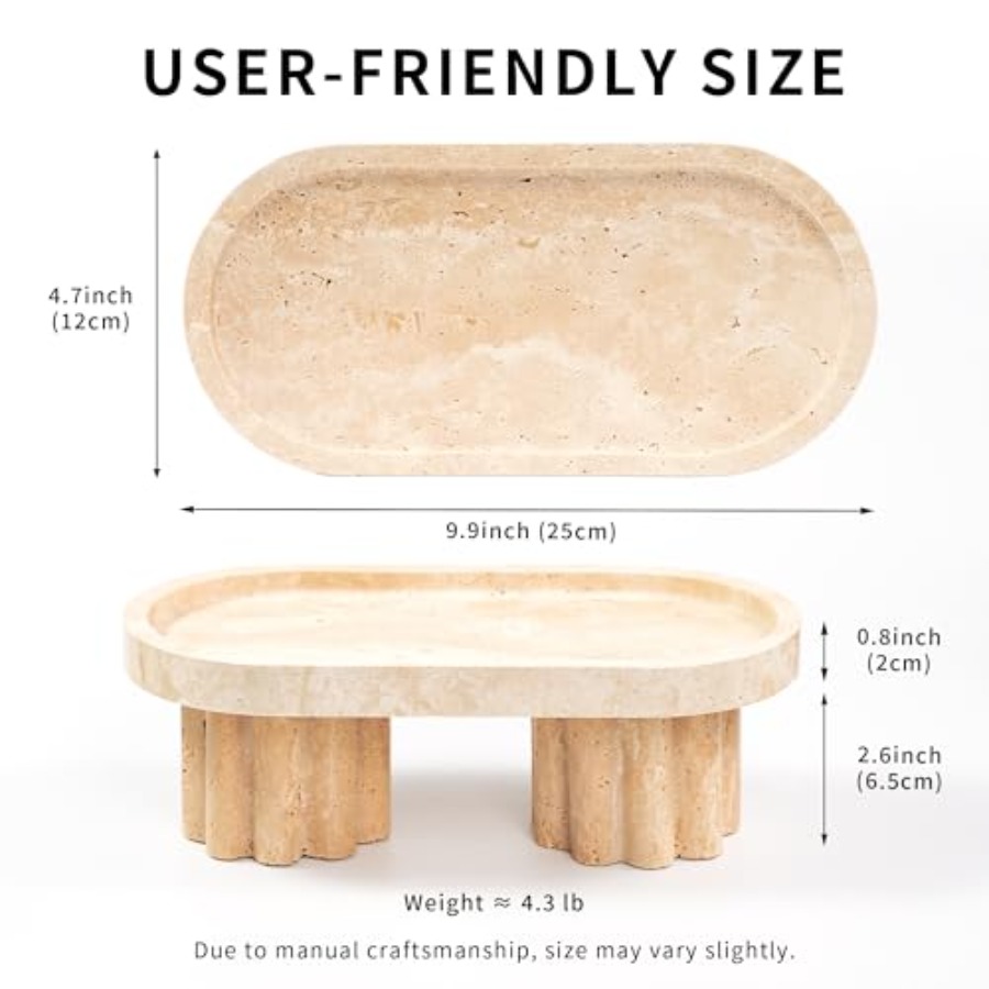 Travertine Marble Perfume Tray - Travertine Tray Oval avis et prix