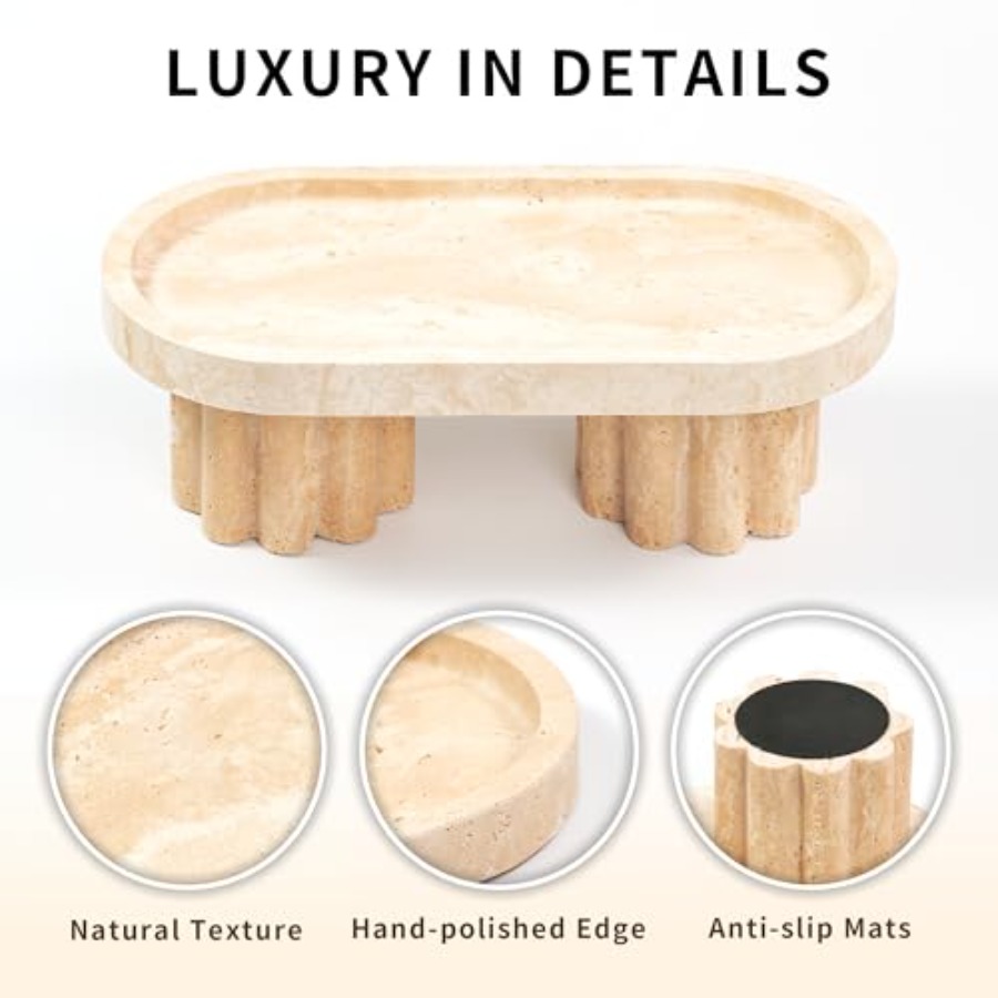 Travertine Marble Perfume Tray - Travertine Tray Oval avis et prix