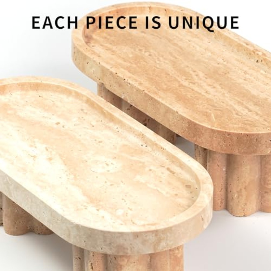 Travertine Marble Perfume Tray - Travertine Tray Oval avis et prix